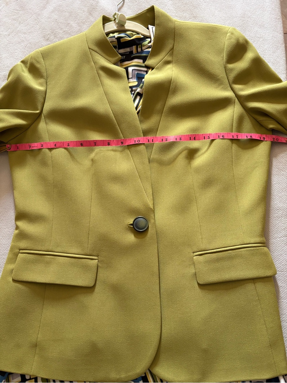Kasper Olive Collarless Single-Button Blazer - Picture 7 of 7